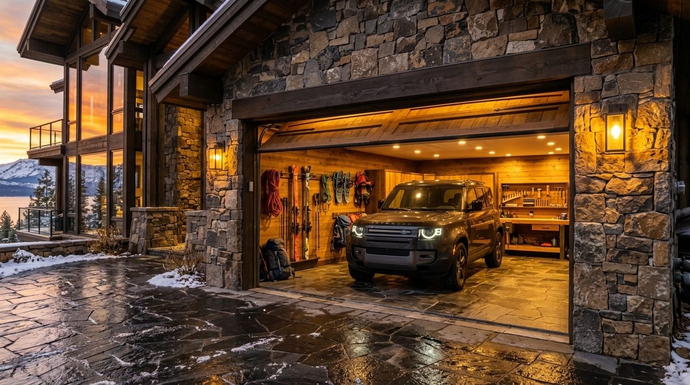 Elijah and William Garage Door Repairs Garage Door Gliding Open Revealing Warm Illuminated Interior